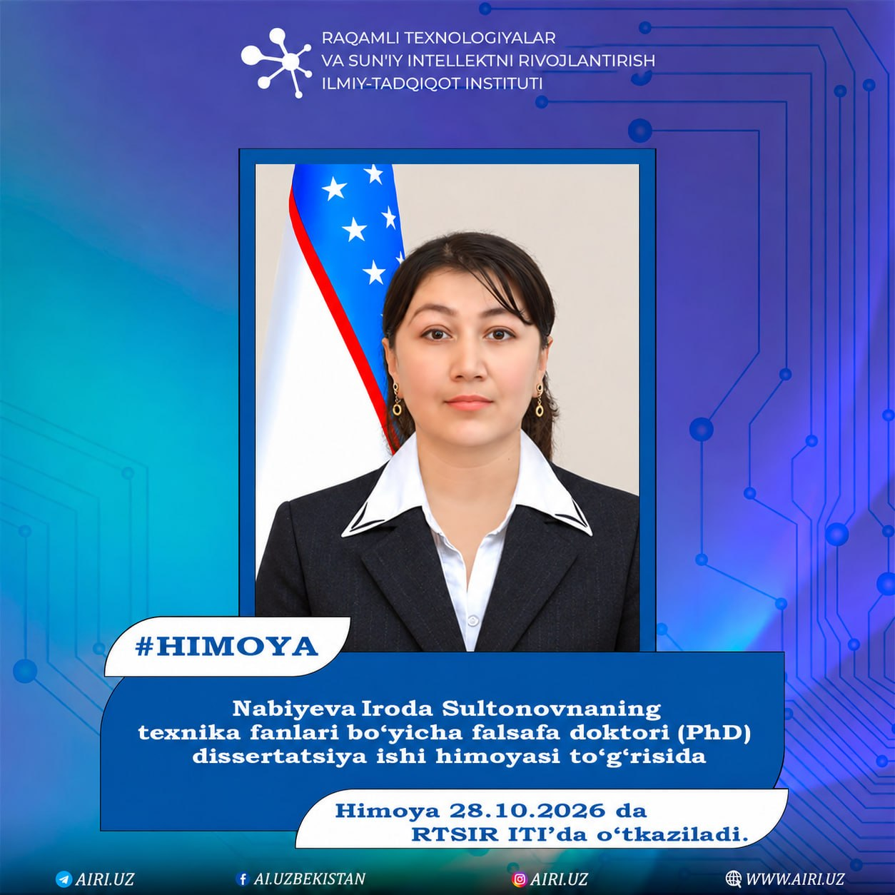 Nabiyeva Iroda Sultonovnaning PhD dissertatsiyasi himoyasi